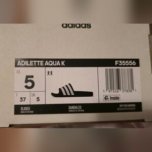 Adidas Adilette Aqua Slides - Black with White Stripes